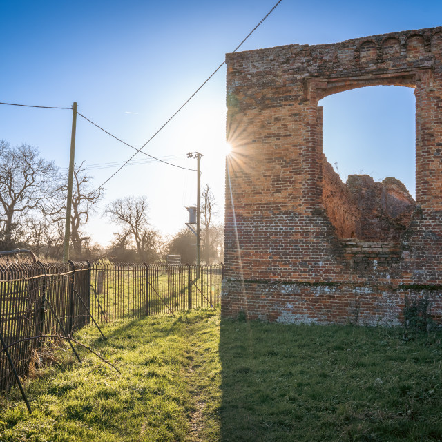 "Someries Castle Sun Peaking" stock image