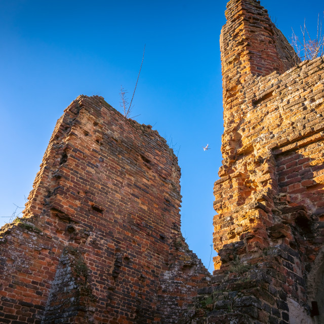 "Someries Castle Plane Passing Over" stock image