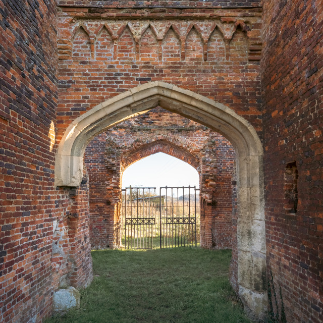 "Someries Castle Archway Blue Sky" stock image