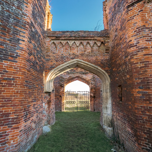 "Someries Castle Archway Blue Sky" stock image