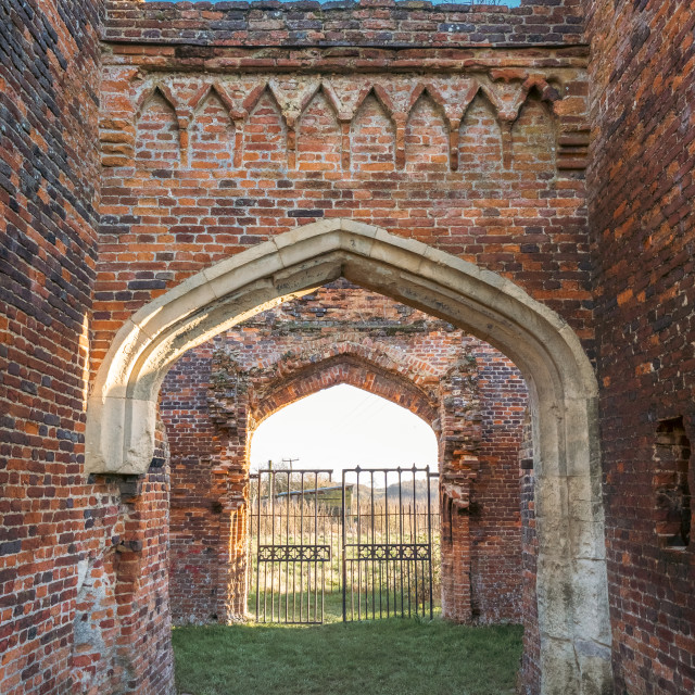 "Someries Castle Archway Blue Sky" stock image