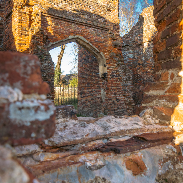 "Red Brick of Someries Castle Interior" stock image