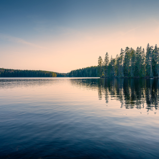 "Blue lake on a summer evening" stock image