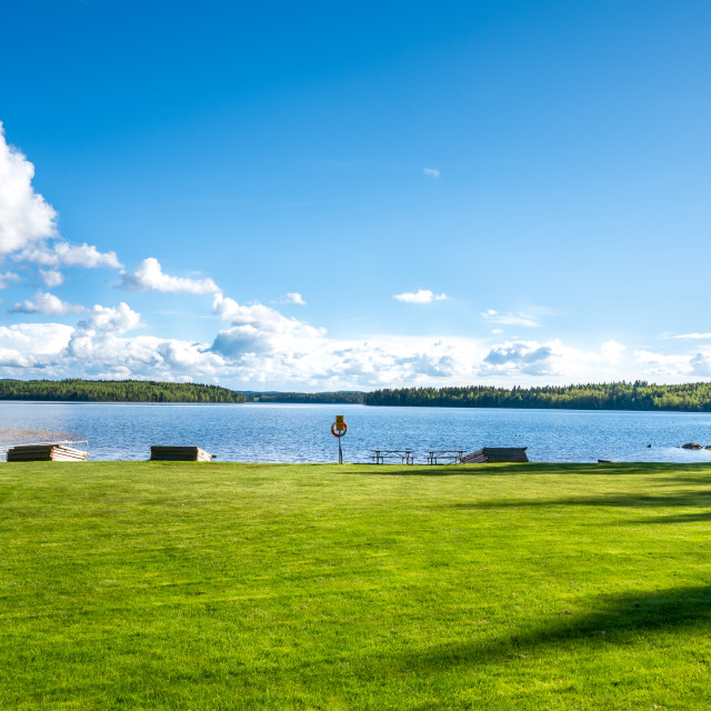 "Summer bathing place at the lake" stock image