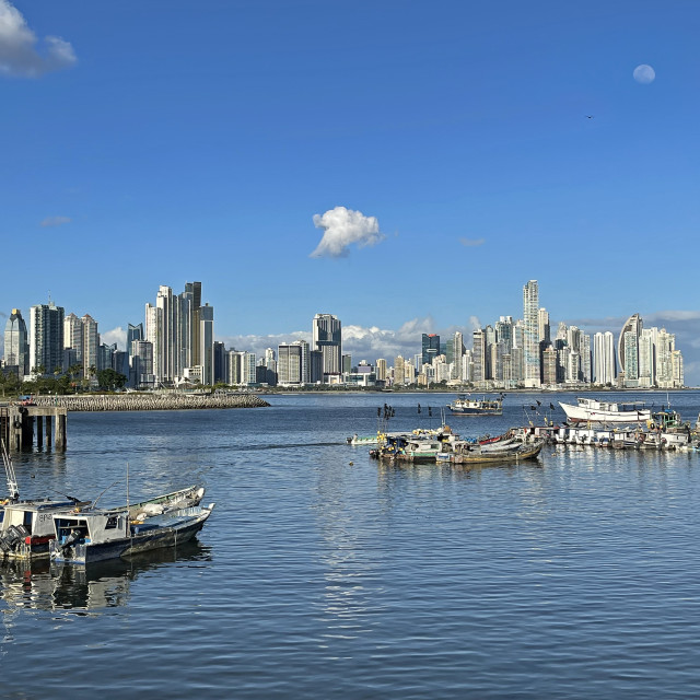 "vista Bahia desde El mercado del Marisco" stock image