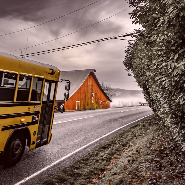 "Bus #35 Passes by NE 100th Ave" by Last Lite Photography - $36.90 "Bus #35 Passes by NE 100th Ave" stock image
