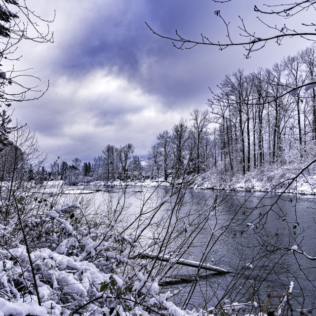 "Snowy Snoqualmie River #2" stock image