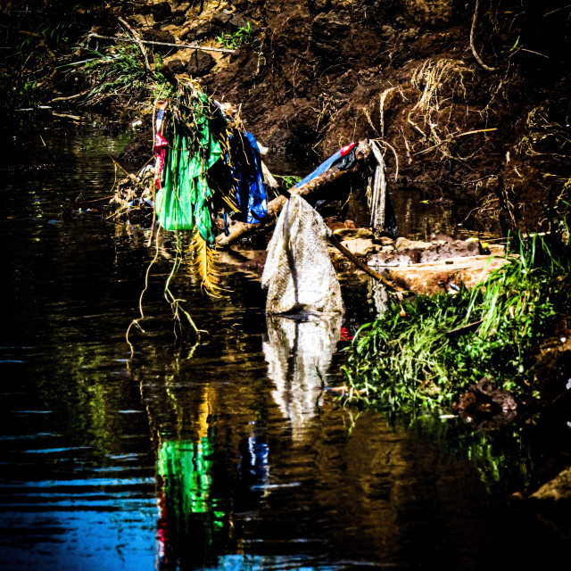 "Plastic Pollution Reflected" stock image