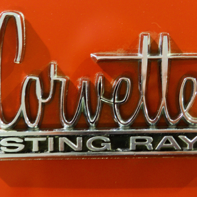 "Side Badge on a 1966 Chevrolet Corvette 427 Coupe." stock image