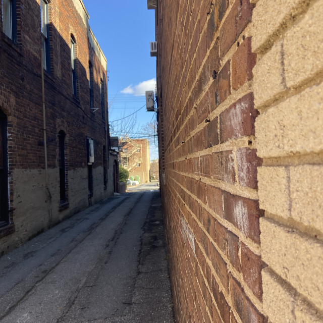 "Looking thru an alley- Historic Salisbury,NC" stock image