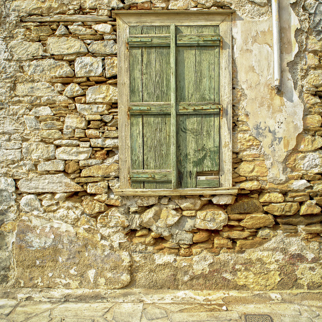 "Rustic Shutters, Siros, Greece" stock image