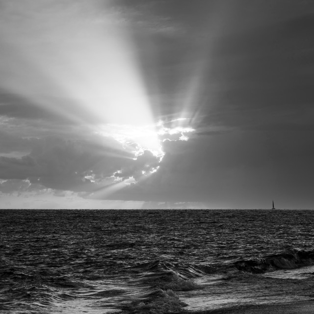 "BOAT ON THE HORIZON" by LYDIBERN.ART - £15.00 "BOAT ON THE HORIZON" stock image