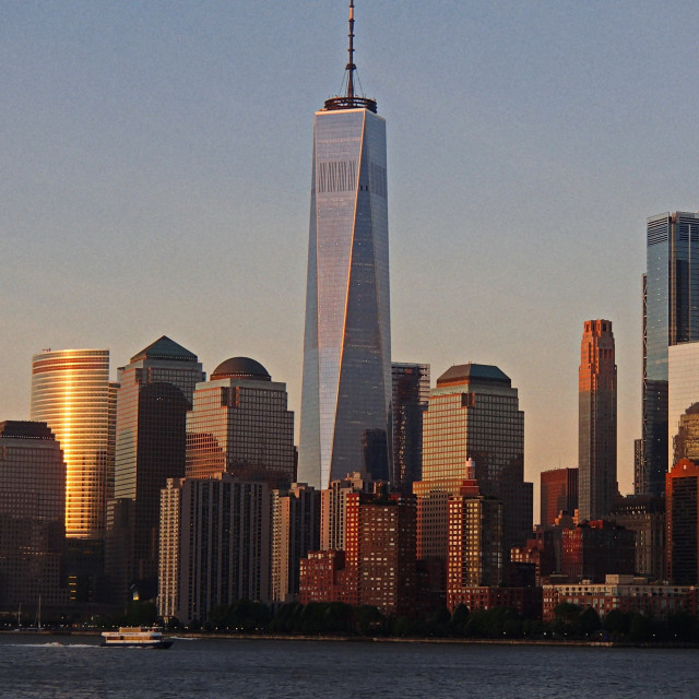 "1 WTC Downtown Sunset" stock image