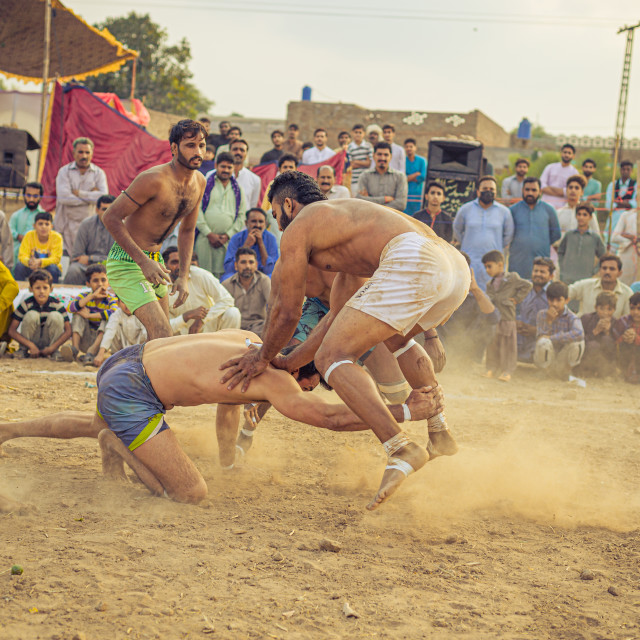 "The villagers playing Kabaddi." stock image