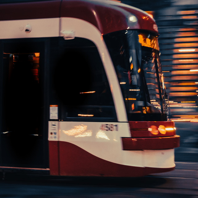 "Cinematic Toronto Street Car Panning Shot" stock image