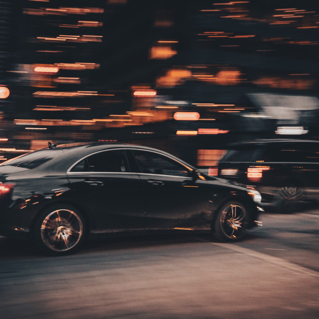 "Cinematic Car Panning Shot Toronto" stock image