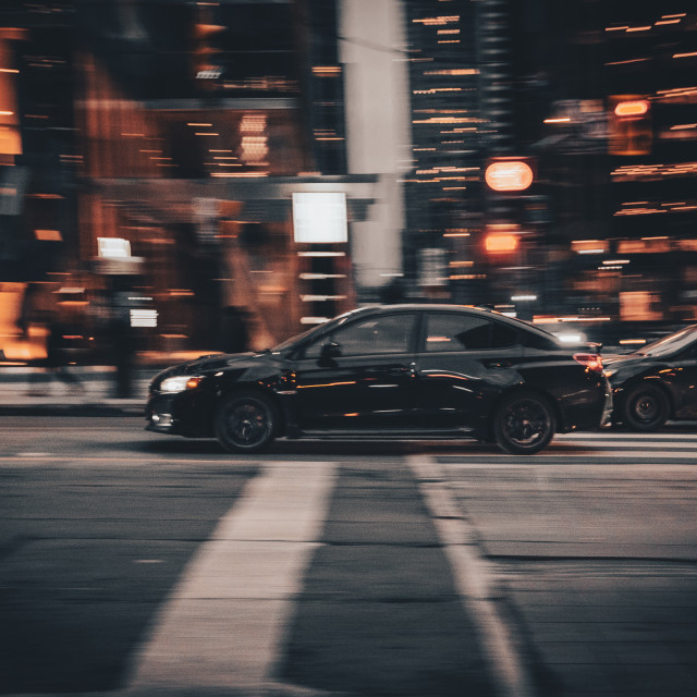 "Cinematic Car Panning Shot Toronto" stock image