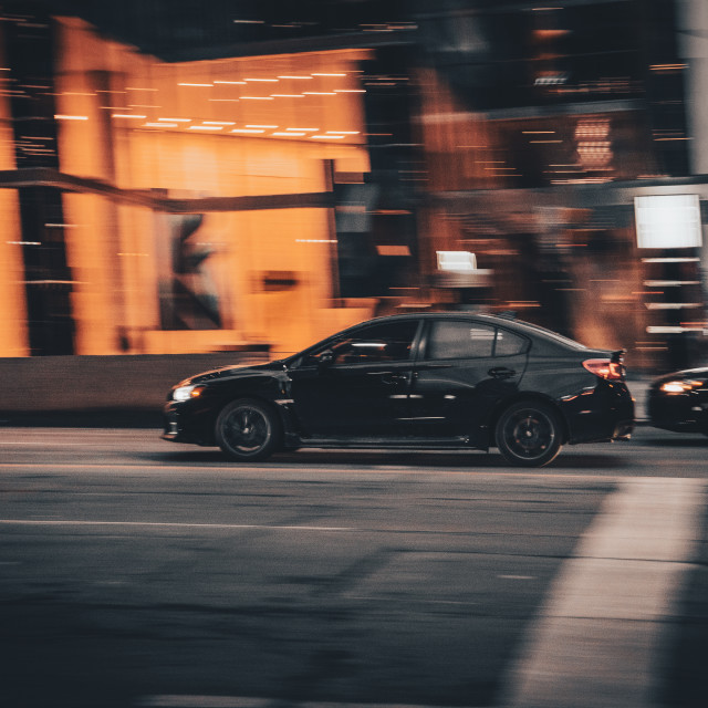 "Cinematic Car Panning Shot Toronto" stock image