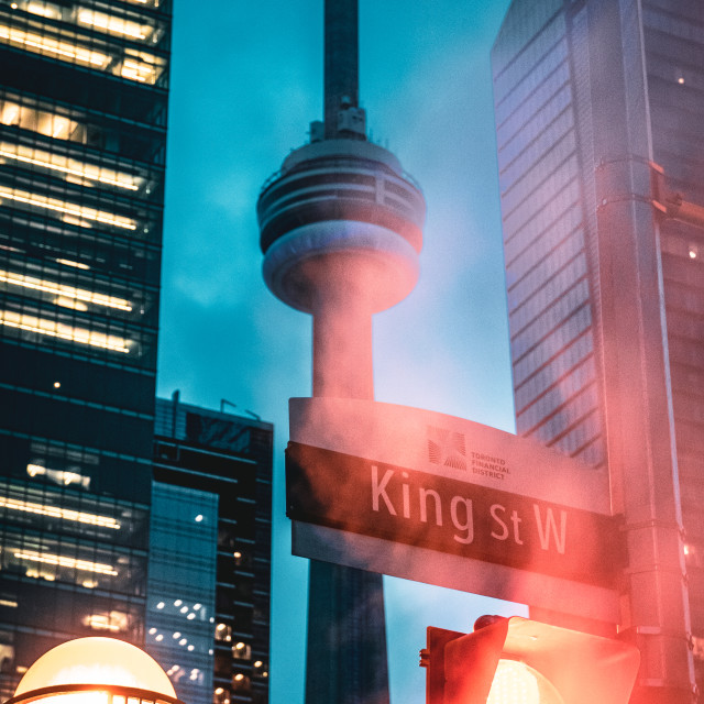 "King St W CN Tower March Evening" stock image