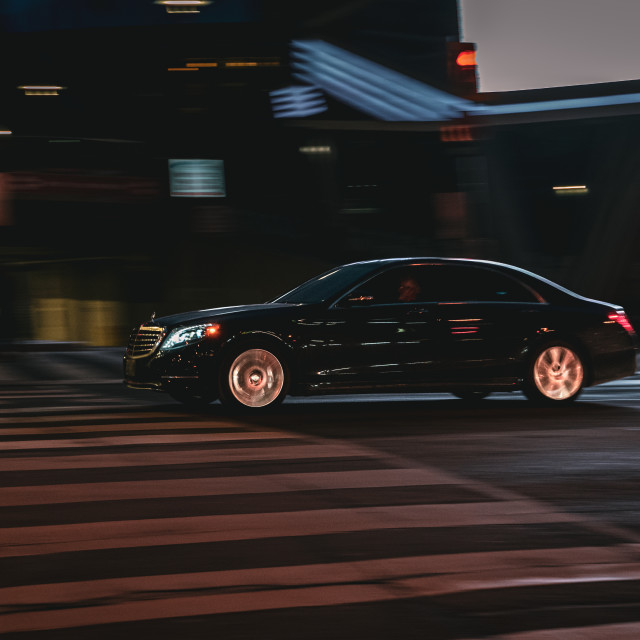 "Cinematic Panning Shot Mercedes S Class" stock image