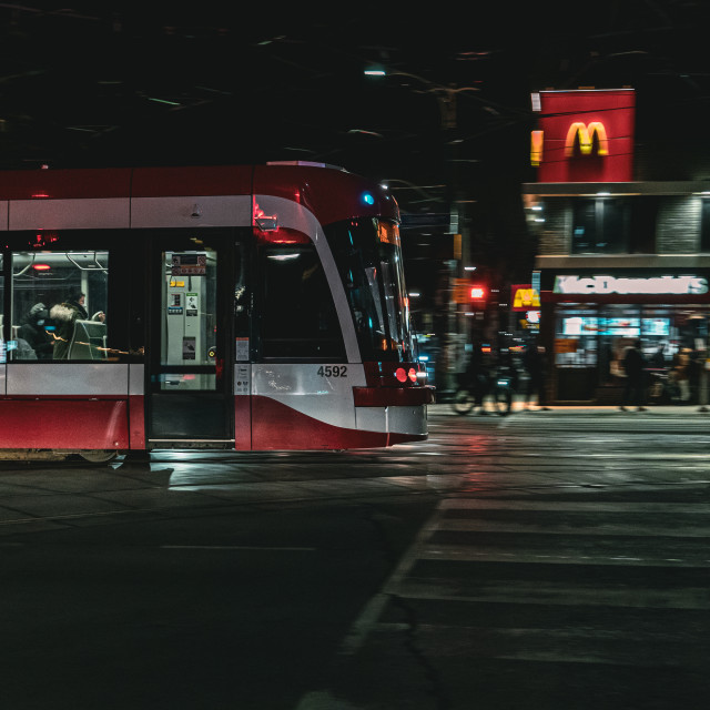 "Toronto Street Car Cinematic Pan Spadina" stock image