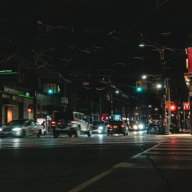 "Queen and Spadina Intersection Night" stock image