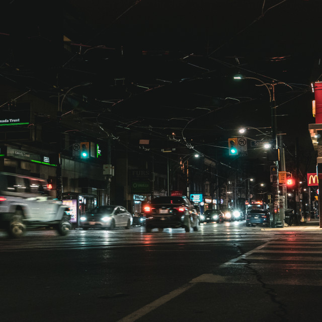 "Queen and Spadina Intersection Night" stock image