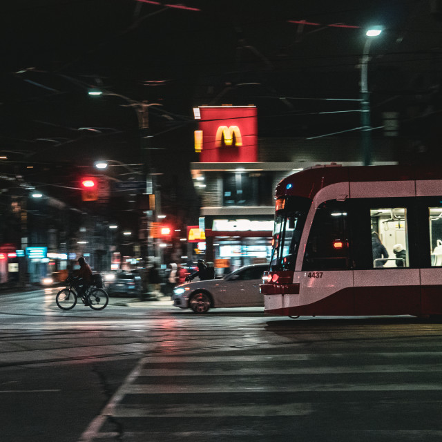 "Toronto Street Car Cinematic Pan Spadina" stock image