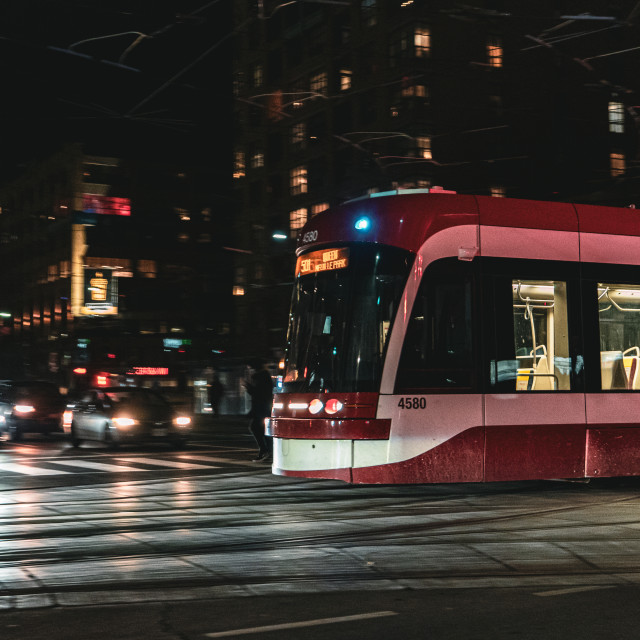 "Toronto Street Car Cinematic Pan Spadina" stock image