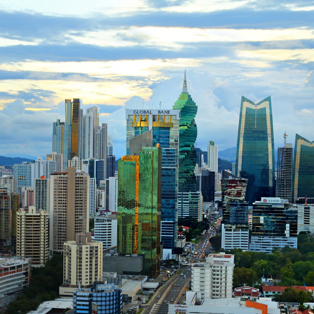 "Atardecer en Zona Bancaria de Panama" stock image