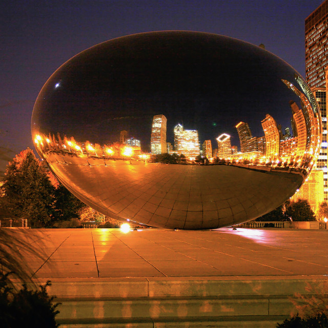 "'Cloud Gate' in Millennium Park Chicago" stock image