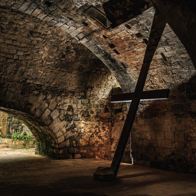 "Cross in a vault in in Santa Maria Regla" by Expvisual Filmmaking and Photography SAS de CV - $3.63 "Cross in a vault in in Santa Maria Regla" stock image