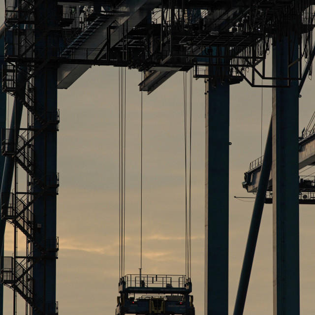 "quay cranes at port" stock image