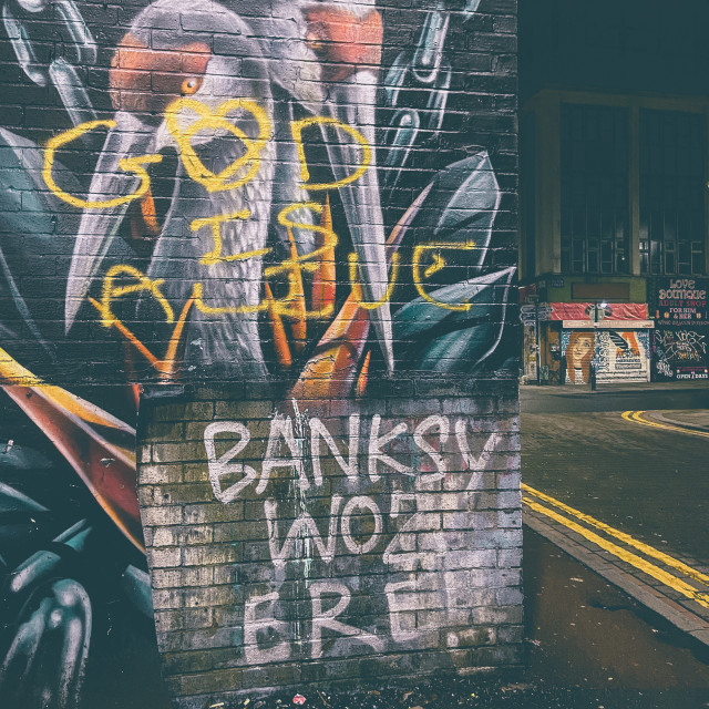 "Banksy street art" stock image