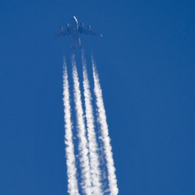 "Contrails in the Sky" stock image