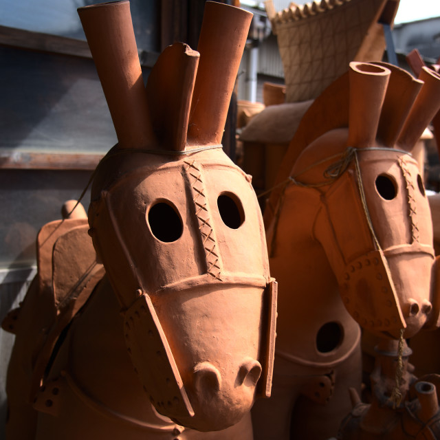 "Haniwa Horses" by Blue Magister - $122.39 "Haniwa Horses" stock image