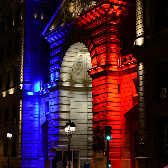 "French flag lights" by Amit Mendelsohn - £50.00 "French flag lights" stock image