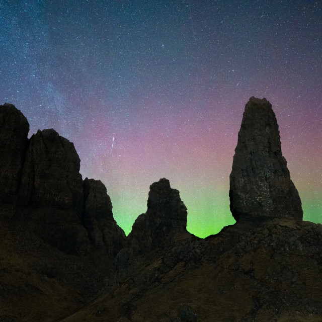 "Northern Lights over the Old Man of Storr, Isle of Skye" by Kat Lawman - $37.04 "Northern Lights over the Old Man of Storr, Isle of Skye" stock image