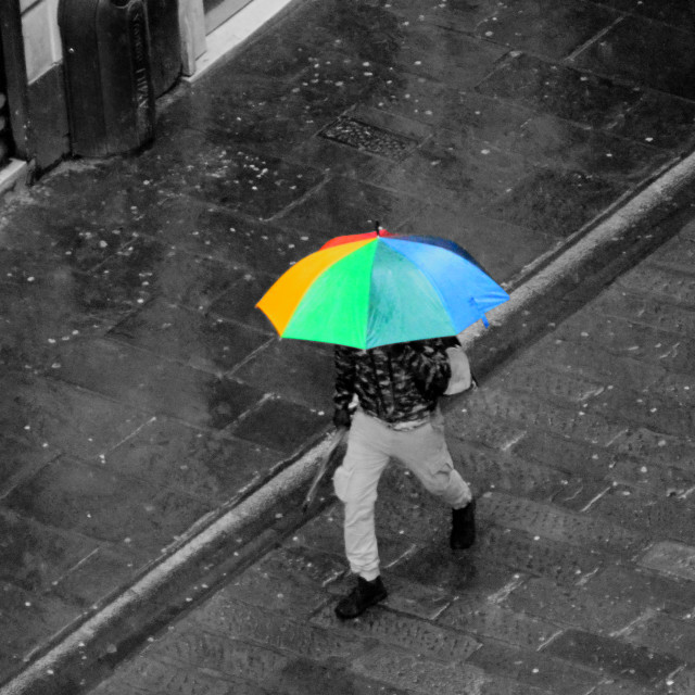 "walking in the rain" by Amit Mendelsohn - £50.00 "walking in the rain" stock image