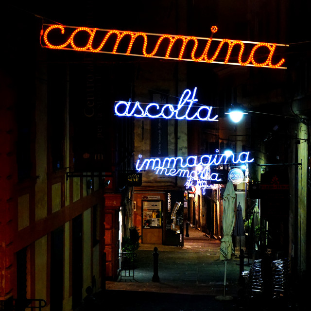 "Street at night in Genova" by Amit Mendelsohn - £50.00 "Street at night in Genova" stock image