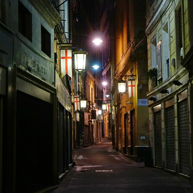"A street in Genova at night" by Amit Mendelsohn - £50.00 "A street in Genova at night" stock image