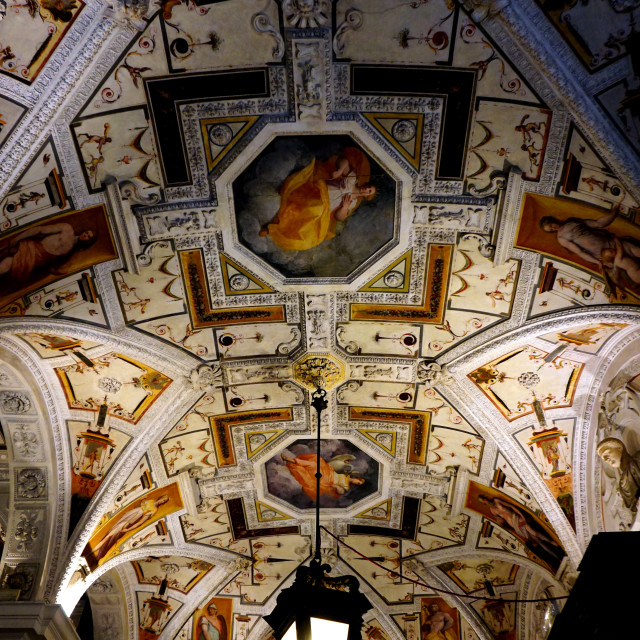 "Ceiling of a bank in Genova" by Amit Mendelsohn - £50.00 "Ceiling of a bank in Genova" stock image