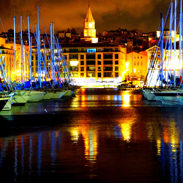 "The old port of Marseille facing Le Panier" by Amit Mendelsohn - £50.00 "The old port of Marseille facing Le Panier" stock image