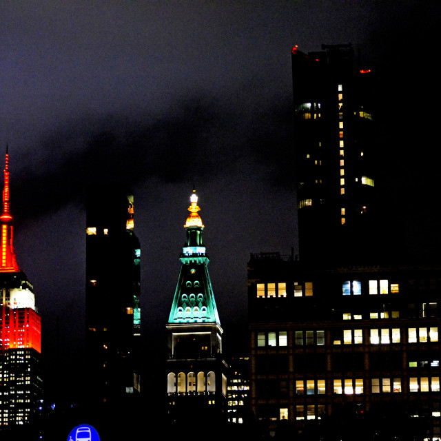 "NYC city lights at night" by Amit Mendelsohn - £50.00 "NYC city lights at night" stock image