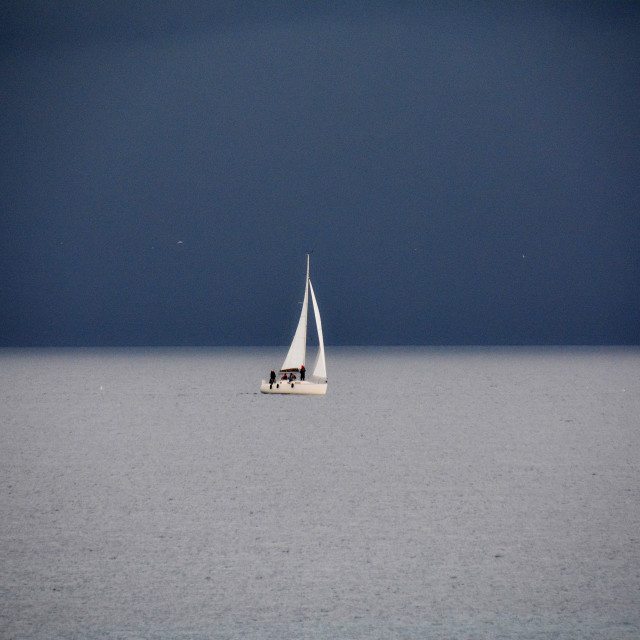 "A boat on a dark day" by Amit Mendelsohn - £50.00 "A boat on a dark day" stock image