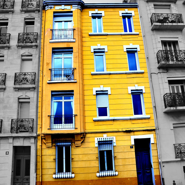 "A yellow building" by Amit Mendelsohn - £50.00 "A yellow building" stock image