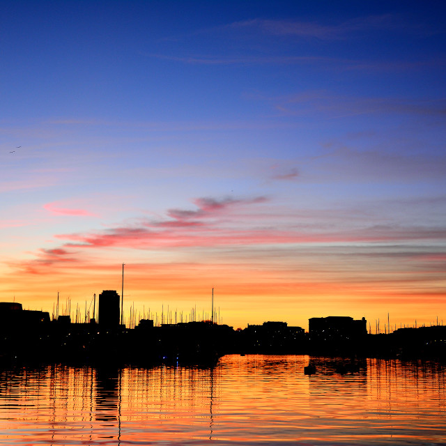 "A silhouette of the port in Marseille" by Amit Mendelsohn - £50.00 "A silhouette of the port in Marseille" stock image