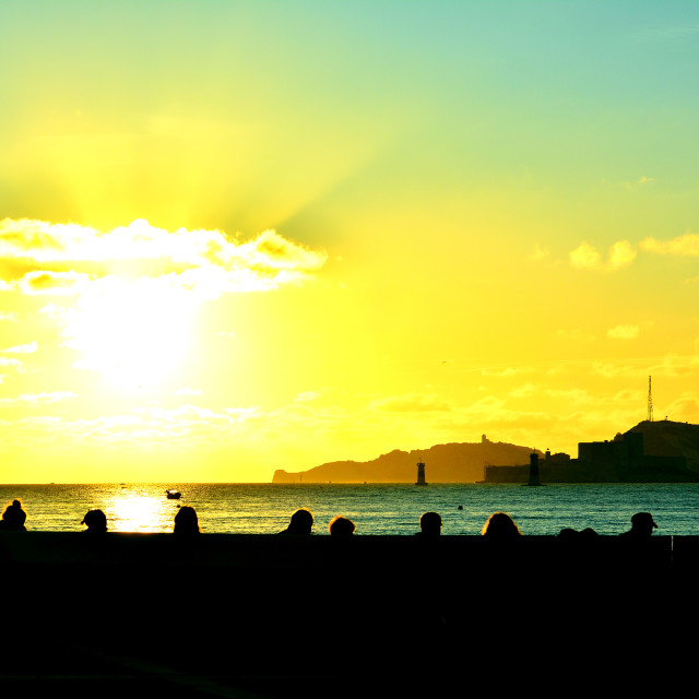 "Sunset over the Catalans" by Amit Mendelsohn - £50.00 "Sunset over the Catalans" stock image