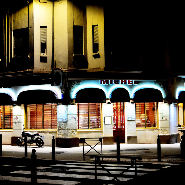 "Restaurant at night" by Amit Mendelsohn - £50.00 "Restaurant at night" stock image