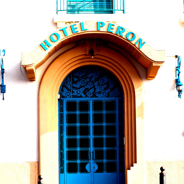 "The entrance door of the hotel Peron" by Amit Mendelsohn - £50.00 "The entrance door of the hotel Peron" stock image